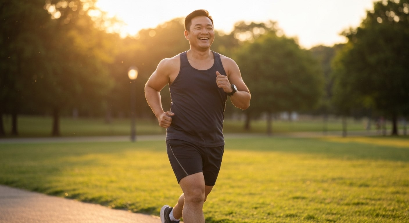 Persona Ejecutando Un Plan De Entrenamiento Para Correr Con Sobrepeso Al Atardecer