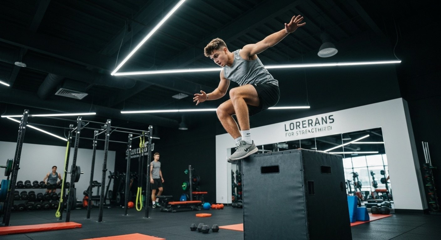 Atleta haciendo ejercicios de pliometría para ganar potencia